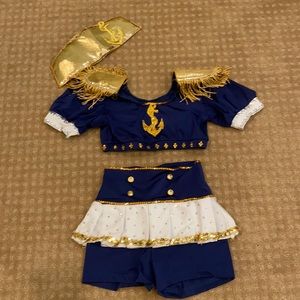 Girls Navy and Gold Sailors Dance or Halloween Costume